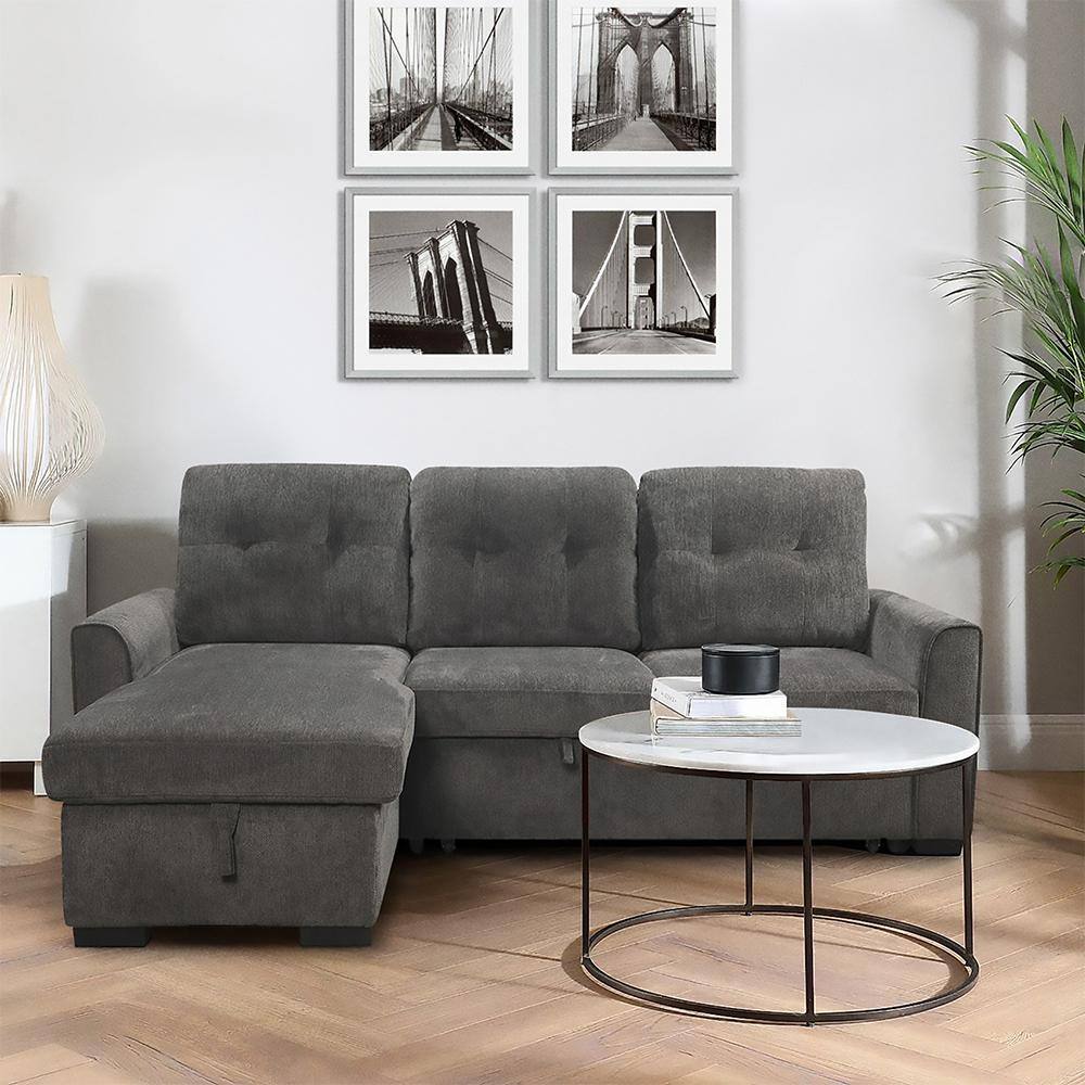 Suri 90 in. Straight Arm 2piece Chenille Reversible Sectional Sofa in