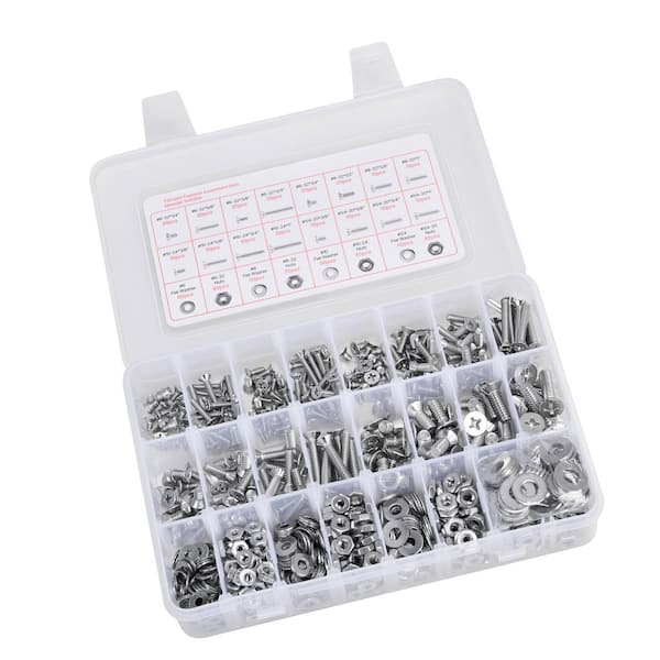 720-Pcs Bolts and Nuts Kit, 6-32,8-32,10-24,1/4-20 Imperial Screws, Flat Washers, Stainless Steel, Assembly 2025 Update