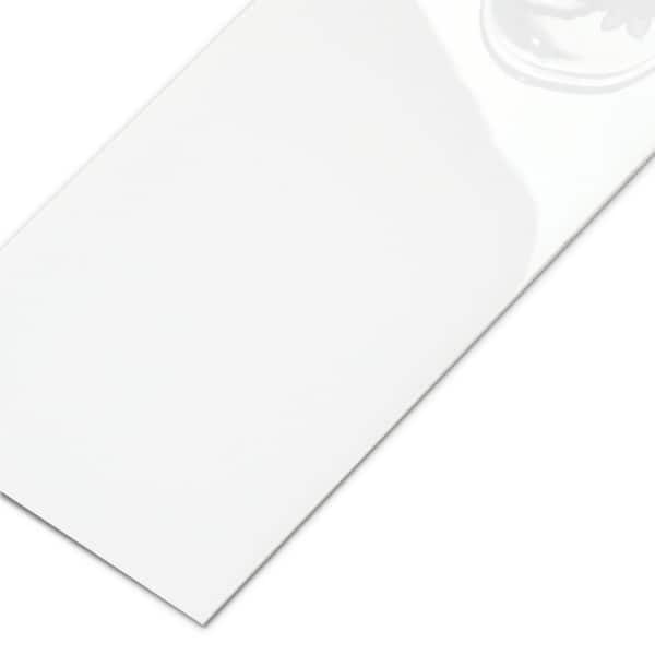 Subway Pure White 4 in. x 12 in. Glossy Vinyl Peel and Stick Backsplash Acrylic Wall Tile (30-Pack)