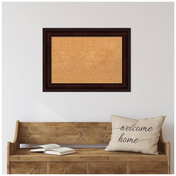 Amanti Art Furniture Espresso Narrow Framed Cork Bulletin Memo Board 32-Inch x 24-Inch, Brown