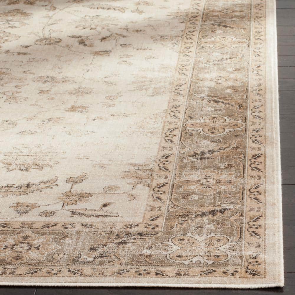 Gray Floral Wool and Viscose Vintage Rug, 2'2" x 10'
