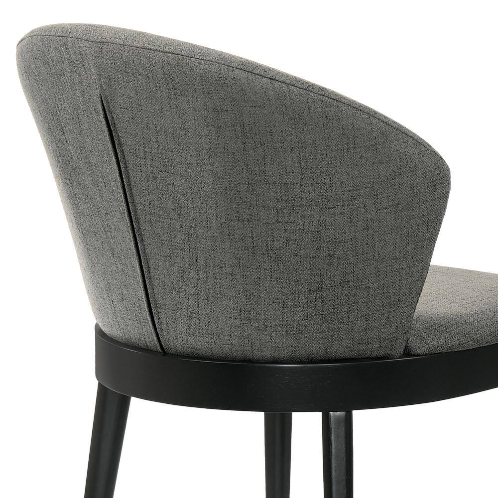 Juno Charcoal Fabric and Black Wood Upholstered Side Chairs, Set of 2