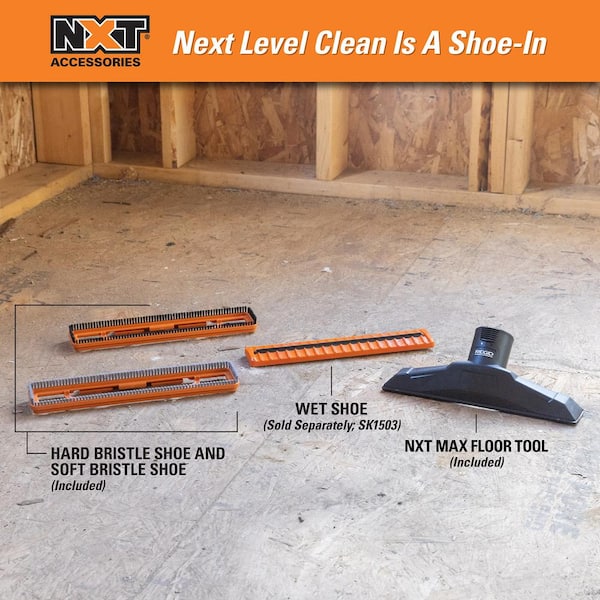RIDGID - 2-1/2 in. NXT Max Locking Floor Tool Shop Vacuum Attachment with Soft and Hard Bristles for RIDGID NXT Wet Dry Vacs