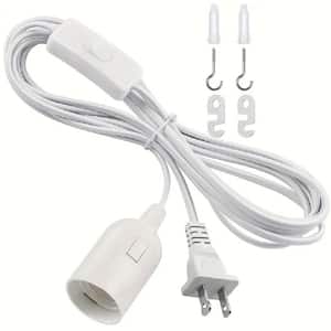 15 ft. Hanging Light Socket with Cord, White E26 Extension Cord with ON Off Switch Plug, E27 Light Bulb Cord And Socket