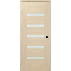 Vona 07-04 DIY-Friendly 30 in. x 80 in. Left-Hand Frosted Glass Loire Ash Wood Composite Single Prehung Interior Door