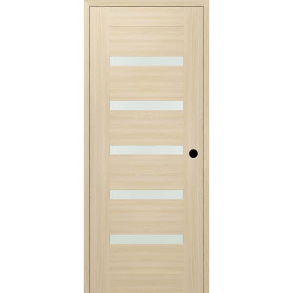 Vona 07-04 DIY-Friendly 30 in. x 80 in. Left-Hand Frosted Glass Loire Ash Wood Composite Single Prehung Interior Door