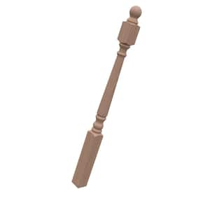 Stair Parts 4010 48 in. x 3 in. Unfinished Red Oak Ball Top Starting Newel Post for Stair Remodel