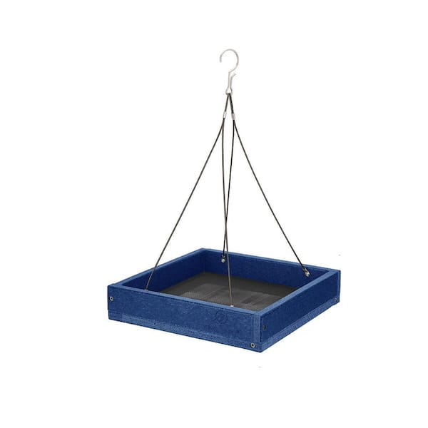 Phewnyzo Stable and Secure Blue Plastic Hanging Wild Bird Seed Feeder-3.5 lbs. (1 Pack)