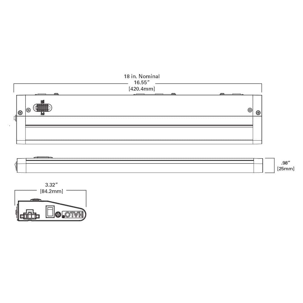 Sleek 18" Selectable White Metal LED Undercabinet Light