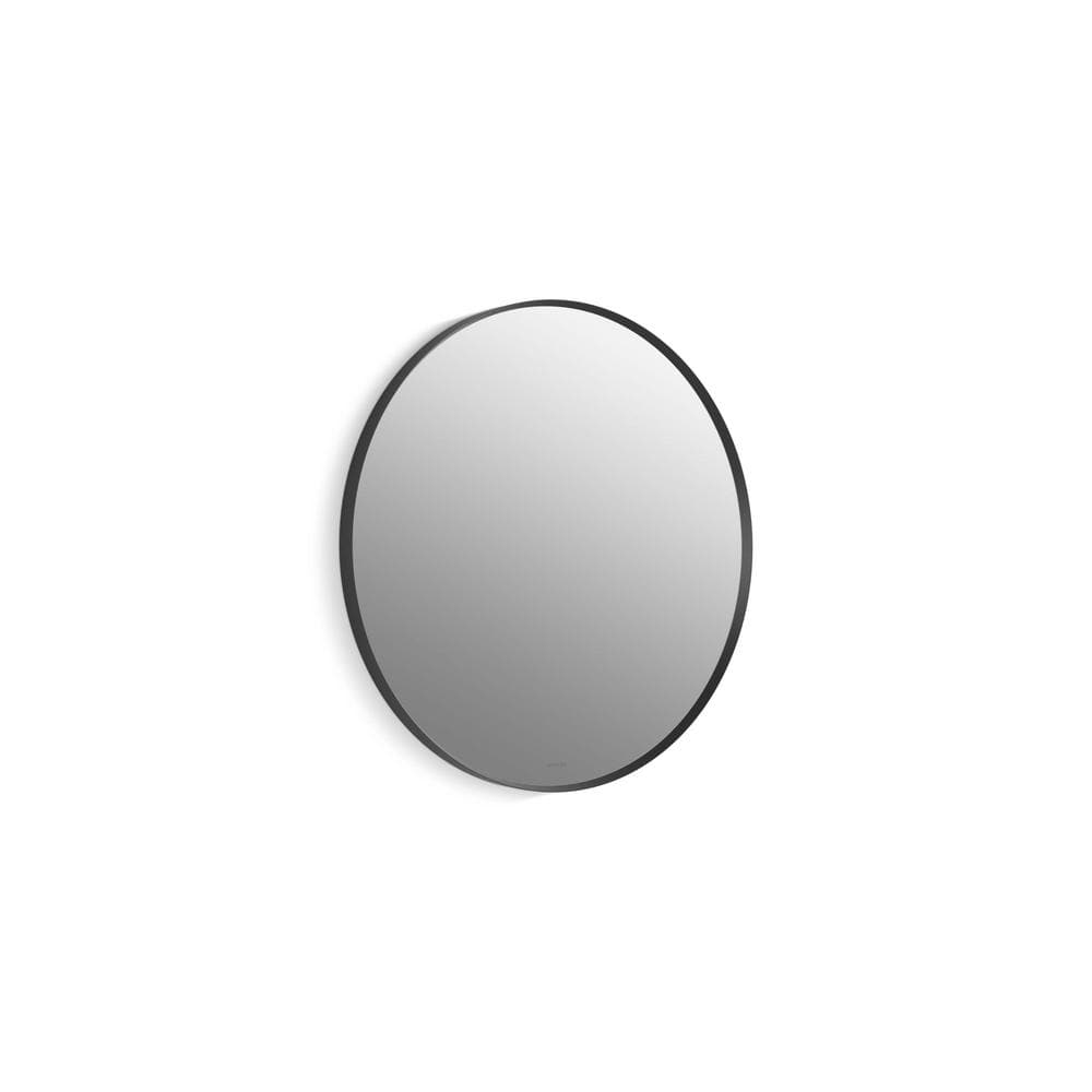 Essential 28" Round Matte Black Metal Bathroom Vanity Mirror