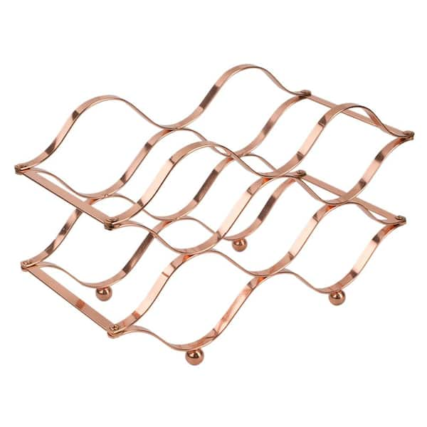 Home Basics 6-Bottle Copper Chrome Plated Steel Countertop Foldable Wine Rack