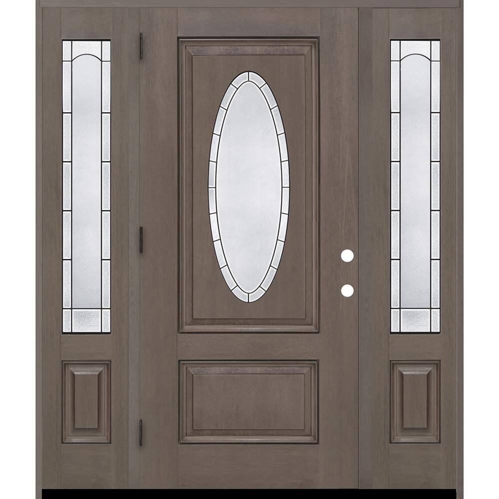Regency 64 in. x 80 in. 3/4L Oval Empire Glass RHOS Ashwd Mahogany Fiberglass Prehung Front Door w/12in-Full SLs 4-9/16 price history on PriceWatchPro