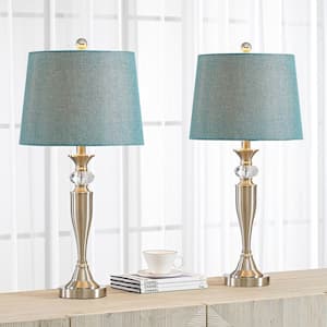 Cincinati 27 '' H Nickel Table Lamp With Blue Shade(Set of 2)
