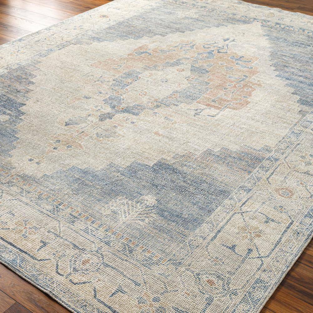 Luca Blue and Ivory Rectangular Wool Blend Area Rug