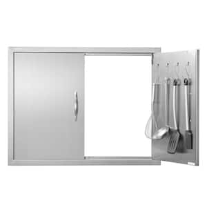 Double Outdoor Kitchen Door 31 in. W x 24 in. H BBQ Access Door Stainless Steel Flush Mount Door Wall Vertical Door