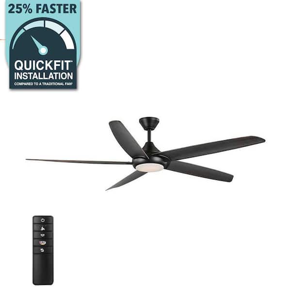 Highstone 70 in. White Color Changing Indoor/Outdoor Matte Black Smart Ceiling Fan with Remote Powered by Hubspace