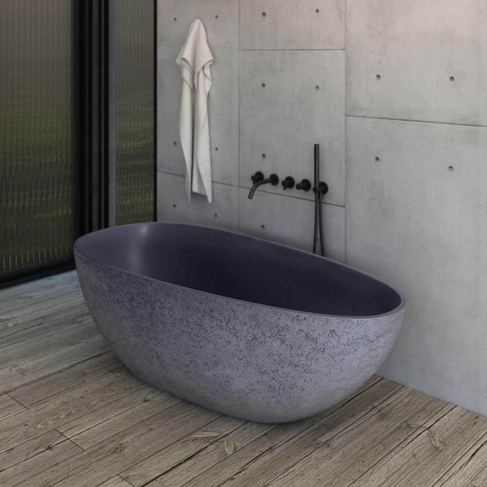 64 Inch Transparent Blue Oval Bathtub, Freestanding Solid Surface Tub for Luxury Bathroom price history on PriceWatchPro