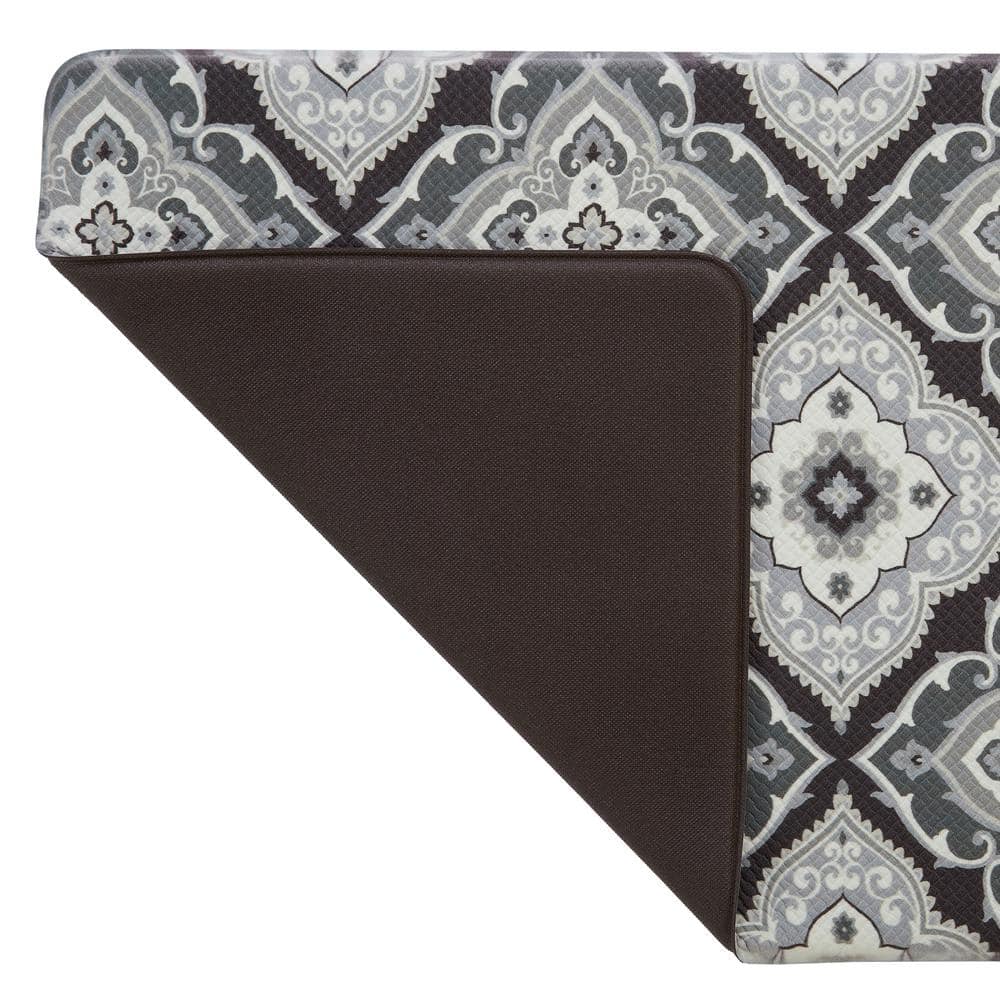 Gray Medallion Design Anti-Fatigue Kitchen Mat