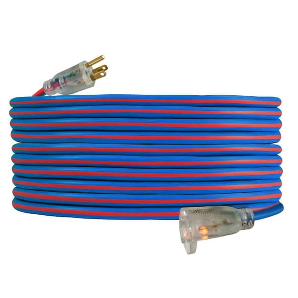 Extreme 25 ft. 12 / 3 Cold Weather Indoor/Outdoor Extension Cord with Lighted End, Blue
