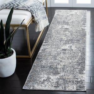 Aston Gray/Ivory 2 ft. x 8 ft. Distressed Abstract Runner Rug