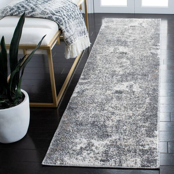 Aston Gray/Ivory 2 ft. x 8 ft. Distressed Abstract Runner Rug