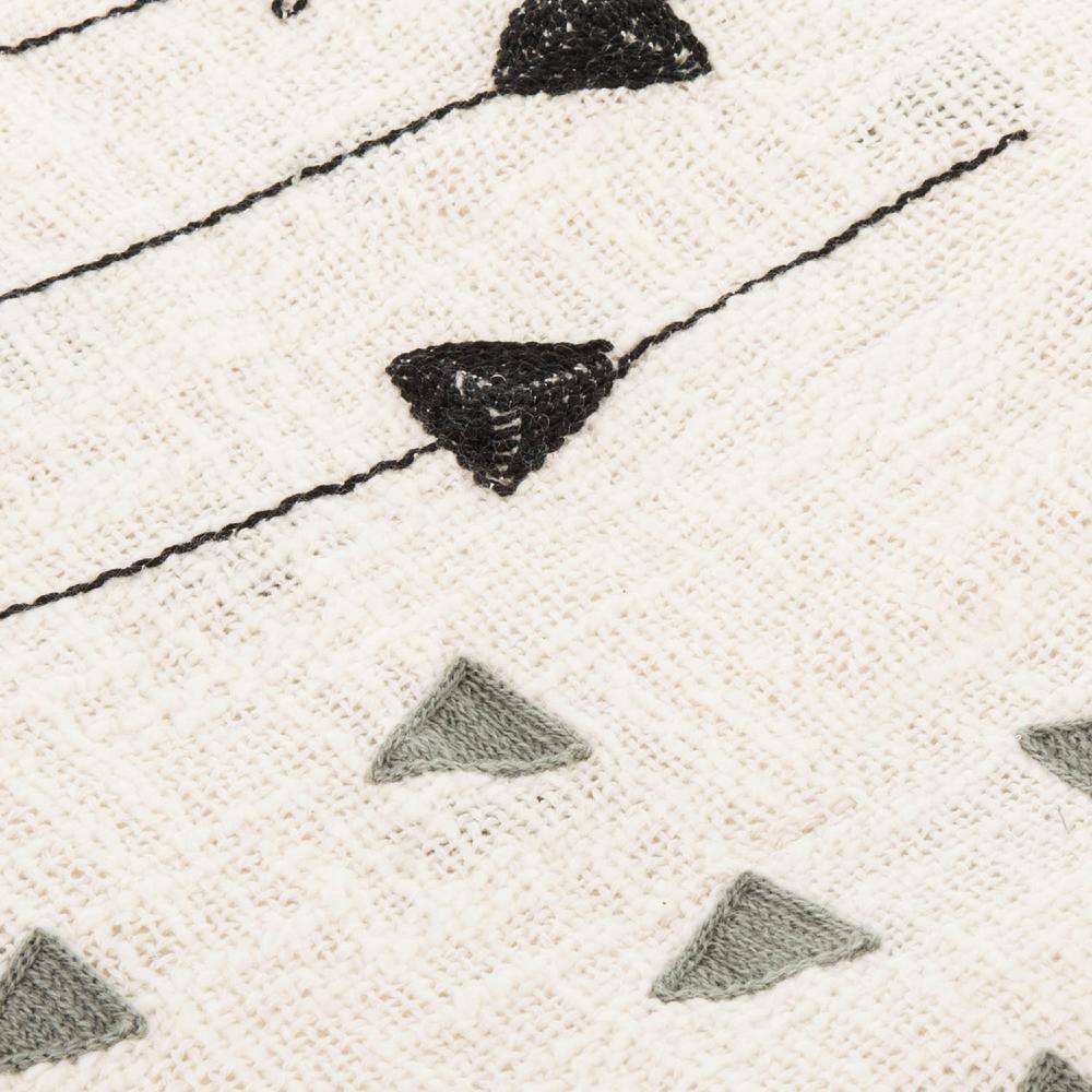 Countryside Cottage Grey and White Cotton Knitted Throw, 50" x 60"