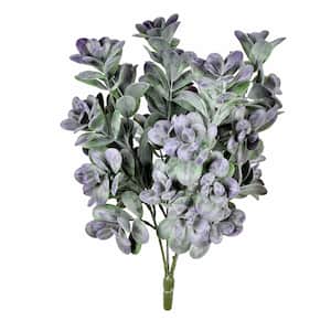17 in. Gray and Purple Artificial Jade Leaf Bush Floral Arrangement