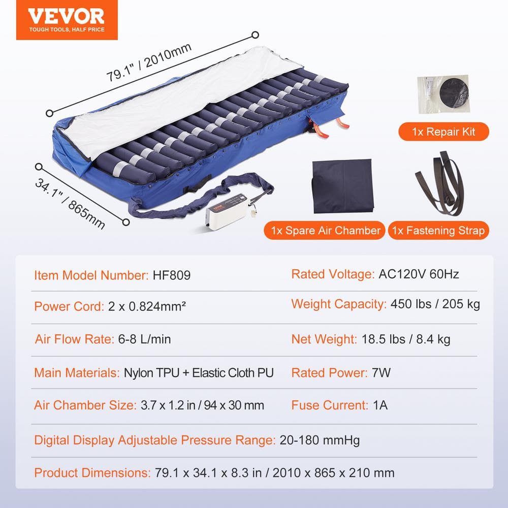 Blue Nylon TPU Dual-Layer Alternating Pressure Mattress with Electric Pump