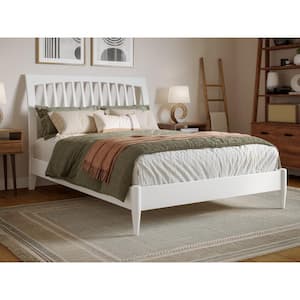 Orleans White Solid Wood Frame Full Low Profile Sleigh Platform Bed