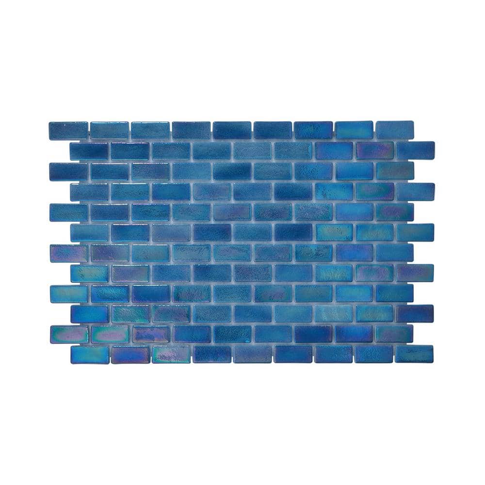 The Tile Doctor Glass Tile Love Eternal Subway Teal Mix 22.5 in. x 13.