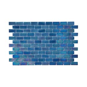 Glass Tile Love Eternal Love 22.5 in. x 13.25 in. Teal Mix Subway Glossy Glass Mosaic Tile (9.68 sq. ft./case)