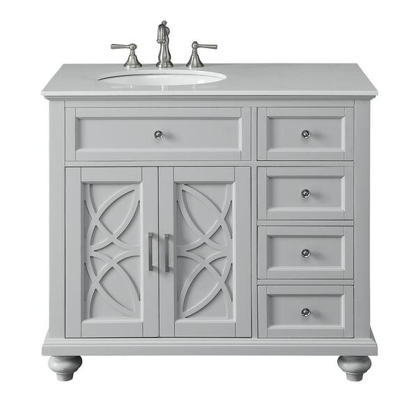 Home Decorators Collection Colford 38 In W X 22 D Bath Vanity Gray With Marble Top White Basin Bf 27152 Gr The Depot Marble Vanity Top, 38 Inch Bathroom Vanity Top With Sink