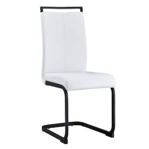 Modern White PU Leather Seat Dining Chairs Set of 4 for Kitchen, Living, Dining Room