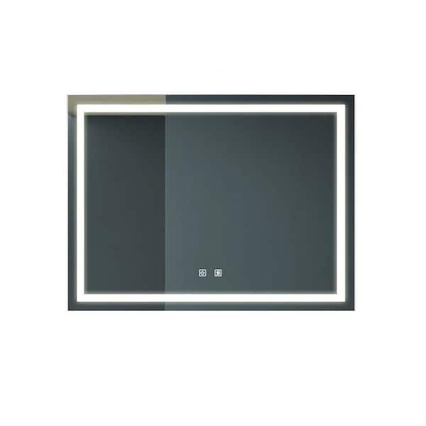FUNKOL 48 in W x 36 in H Rectangular Frameless Wall Mount Waterproof LED Bathroom Vanity Mirror with Defogging Memory Function
