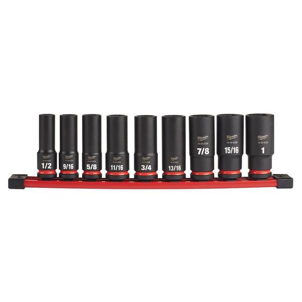 Milwaukee - SHOCKWAVE Impact Duty 1/2 in. Drive SAE Deep Well Impact Socket Set (18-Piece)