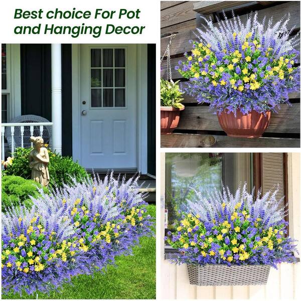 13.8 in. Purple Indoor/Outdoor Artificial Lavender Flowers 20