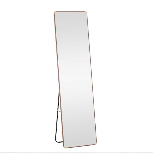 CONGE IMPORT LLC Brown 23.2 in. W x 65 in. H Rectangle Wood Full Length Mirror, Retro Elegant HD Explosion-proof Anti-collision bedroom