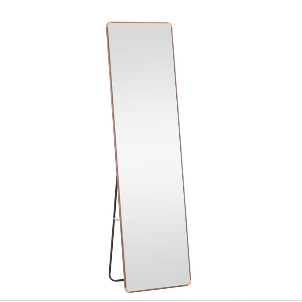 Brown 23.2 in. W x 65 in. H Rectangle Wood Full Length Mirror, Retro Elegan