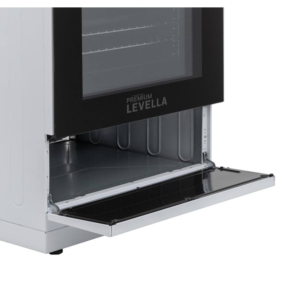 24" White Glass Top Freestanding Electric Range with Convection Oven