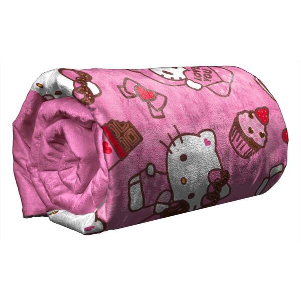 Northwest Hello Kitty Silk Throw Blanket 40" X 50" - Rainbow Design, Soft Polyester, Officially Licensed