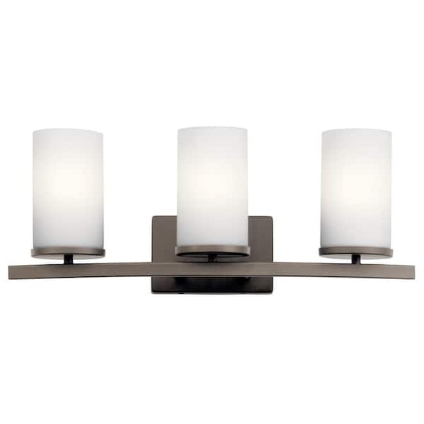 Crosby 23 in. 3-Light Olde Bronze Contemporary Bathroom Vanity Light with Satin Etched Opal Glass