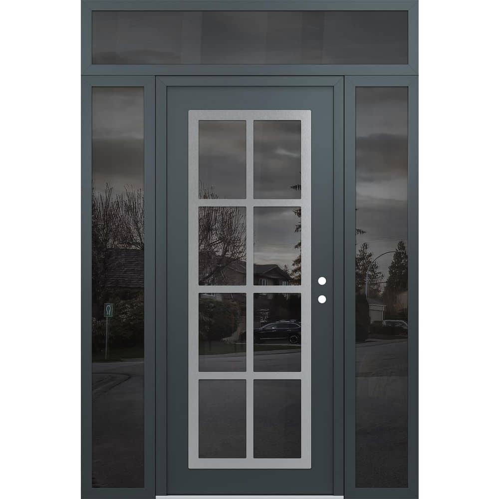 C16 60 in. x 96 in. Silver P Left-Hand/Inswing Mirrored Glass Anth/Anth 2 Sidelite + Transom Steel Prehung Front Door price history on PriceWatchPro