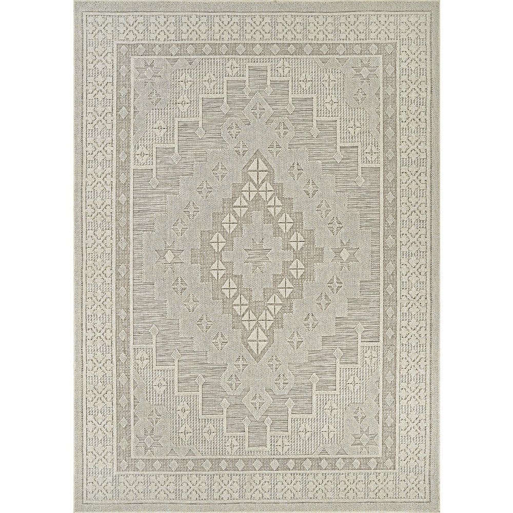 Liguria Sarzana Dove Grey 9 ft. x 12 ft. Contemporary Flatweave Geometri Polypropylene Rectangle Indoor/Outdoor Area Rug price history on PriceWatchPro
