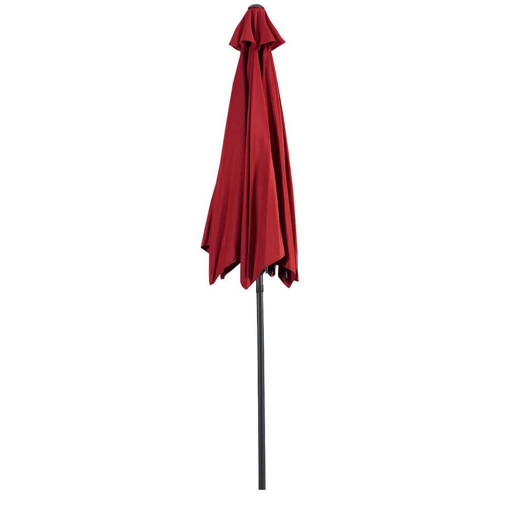Red 9ft Steel Frame Outdoor Patio Umbrella with Crank