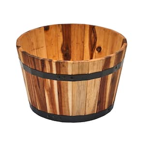 9 in Wood Barrel Planter