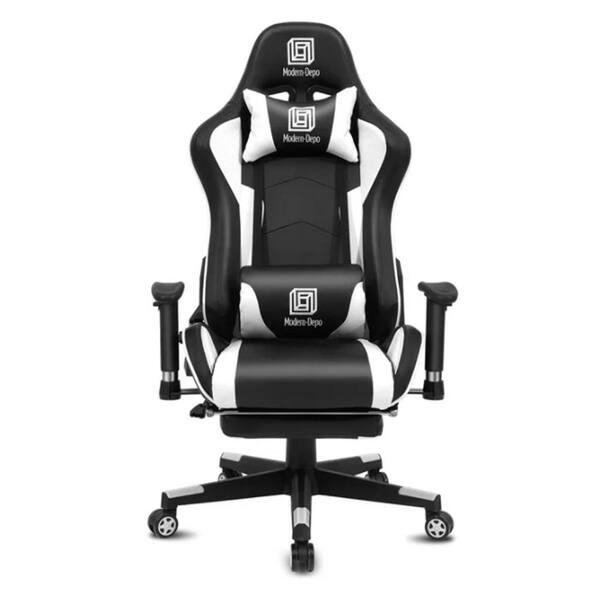 white faux leather gaming chair