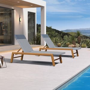 PURPLE LEAF Patio Chaise Lounge 2-Pack – French-Style Wicker Adjustable Recliner With Wood-Grain Aluminum Frame For Pool Or Garden