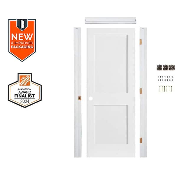 Assembly Required 32 in. x 80 in. Shaker 2-Panel Right-Hand Primed Solid Core MDF Wood Interior Door Kit w/Separate Jamb