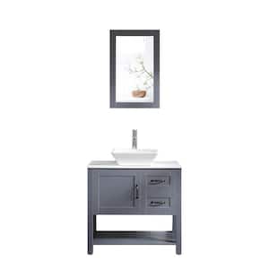 30 in. W X 18.7 D X 31.5 H Bath vanity in MDF with Engineered Marble Top in Gray