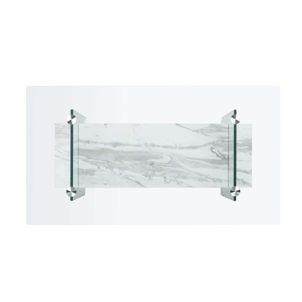 Kayley Rectangular Glass and Marble Coffee Table